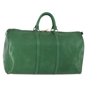 LOUIS VUITTON Epi Keepall 50 Boston Bag Green M42964 LV Auth hk3328